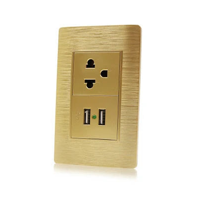 Presa multifunzione a 3 pin con porta caricatore USB doppia sudamericana