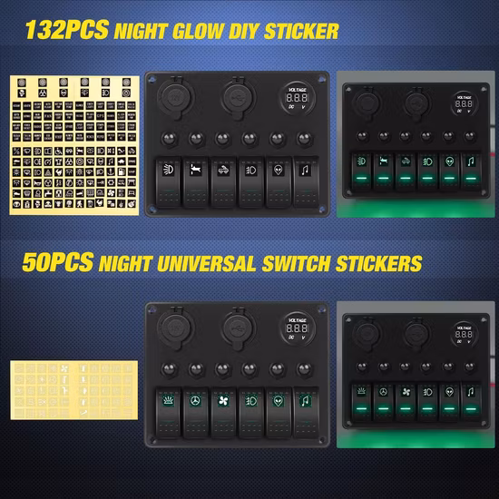 Pannello interruttori a 8 gruppi, 7 * doppio LED acceso